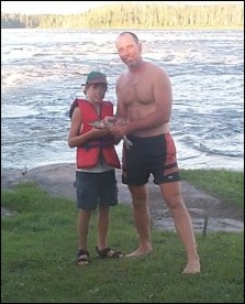 Peter and Ray with their fish at Lamprey Falls